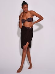 South Beach Brown Crinkle Viscose Fringed Sarong - Image 4 of 5