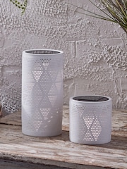 Lights4fun White Ceramic Cut-Out Solar Lantern Duo - Image 2 of 2