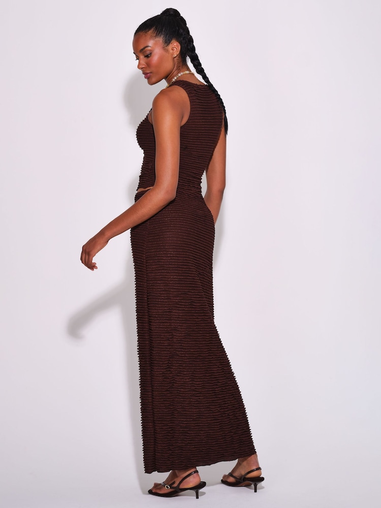 South Beach Brown Ruffle Maxi Skirt - Image 2 of 4 South Beach Brown Ruffle Maxi Skirt - Image 2 of 4