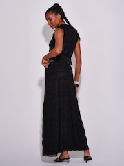 South Beach Black Ruched Frill Short Sleeve  Top - Image 2 of 4