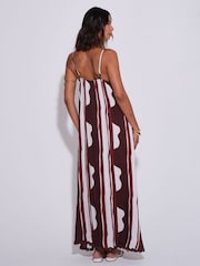 South Beach Red Striped Ric Rac Detail Maxi Dress - Image 2 of 4