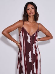 South Beach Red Striped Ric Rac Detail Maxi Dress - Image 3 of 4