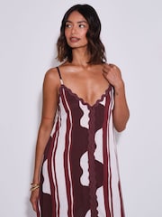South Beach Red Striped Ric Rac Detail Maxi Dress - Image 4 of 4