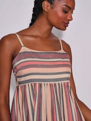 South Beach Orange Metallic Striped Tiered Maxi Dress - Image 4 of 4