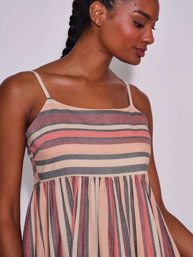 South Beach Orange Metallic Striped Tiered Maxi Dress - Image 4 of 4 South Beach Orange Metallic Striped Tiered Maxi Dress - Image 4 of 4