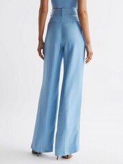 Reiss Blue Hollie Petite Wide Leg Linen Trousers - Image 5 of 8