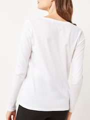 Blanc - T-shirt manches longues Col rond  100% coton - Image 3 of 5