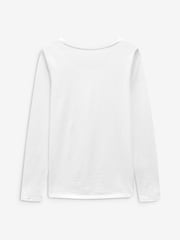 Blanc - T-shirt manches longues Col rond  100% coton - Image 5 of 5