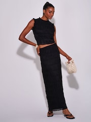 South Beach Black Ruched Maxi Skirt - Image 1 of 4
