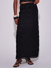 South Beach Black Ruched Maxi Skirt - Image 3 of 4