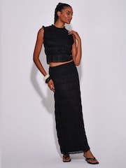 South Beach Black Ruched Maxi Skirt - Image 4 of 4