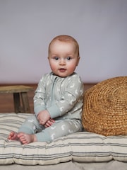 The Little Tailor Baby Front Zip Soft 100% Cotton Sleepsuit - Image 1 of 7