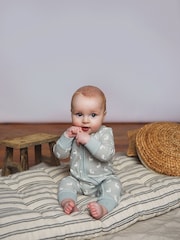 The Little Tailor Baby Front Zip Soft 100% Cotton Sleepsuit - Image 2 of 7