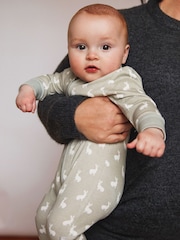 The Little Tailor Baby Front Zip Soft 100% Cotton Sleepsuit - Image 3 of 7