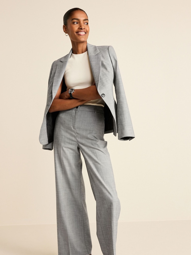 Black/White Check Tailored Check Wide Leg Trousers - Image 1 of 7