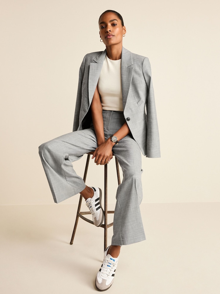 Black/White Check Tailored Check Wide Leg Trousers - Image 2 of 7 Black/White Check Tailored Check Wide Leg Trousers - Image 2 of 7