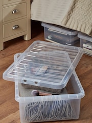 Wham Set of 3 Clear Crystal 32L Plastic Storage Under Bed Box & Lid - Image 1 of 1
