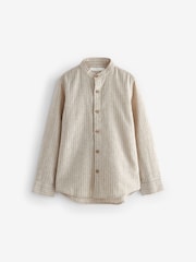 Neutral Grandad Collar Linen Mix Long Sleeve Shirt (3-16yrs) - Image 1 of 3