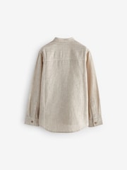 Neutral Grandad Collar Linen Mix Long Sleeve Shirt (3-16yrs) - Image 2 of 3