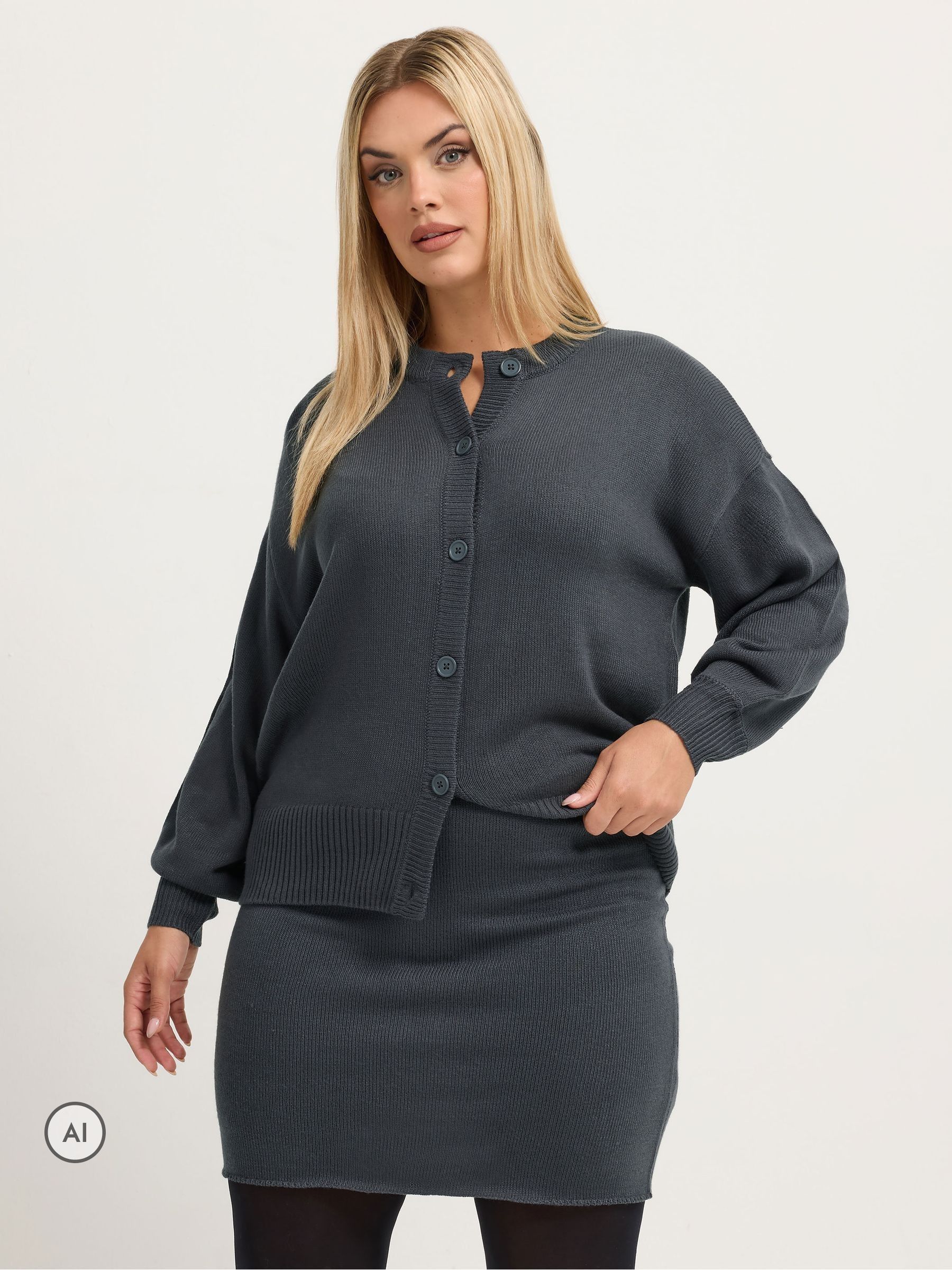Yours Women's Grey Balloon Sleeve Cardigan In | Size: 26/28 - Image 2