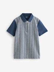 Blue Textured Short Sleeve Polo Shirt (3-16yrs) - Image 1 of 3