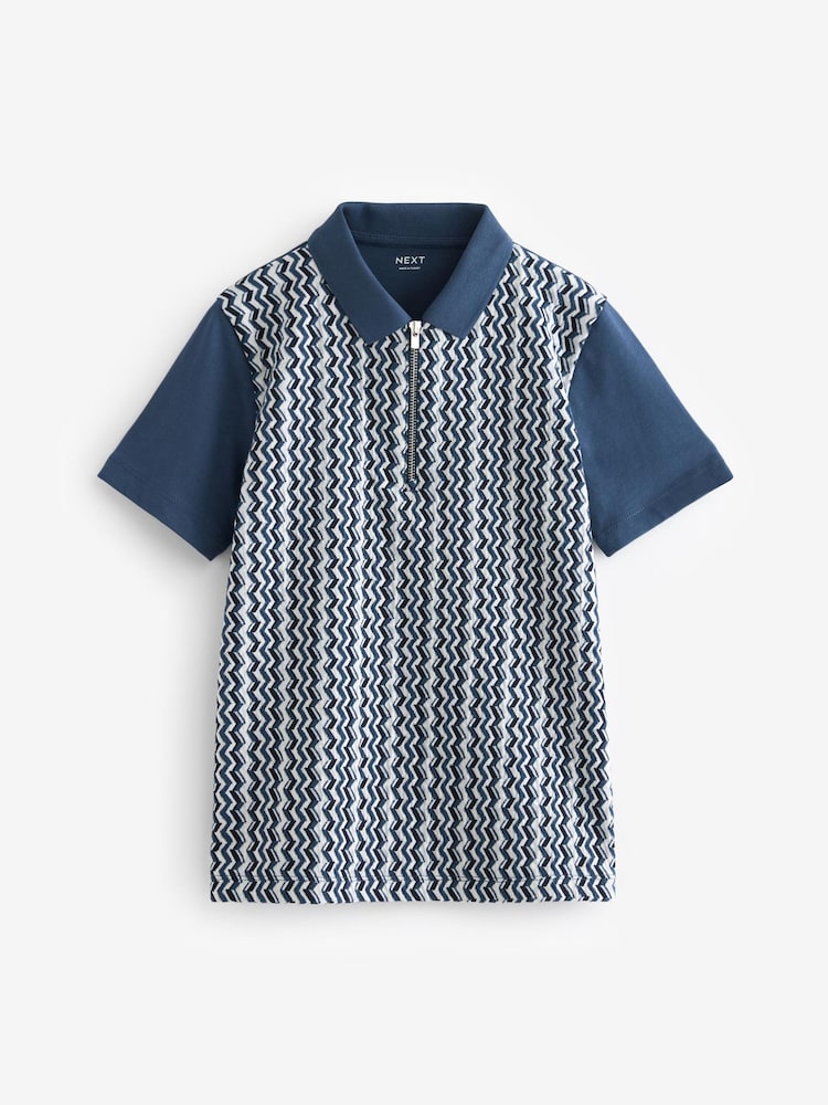 Blue Textured Short Sleeve Polo Shirt (3-16yrs) - Image 1 of 3