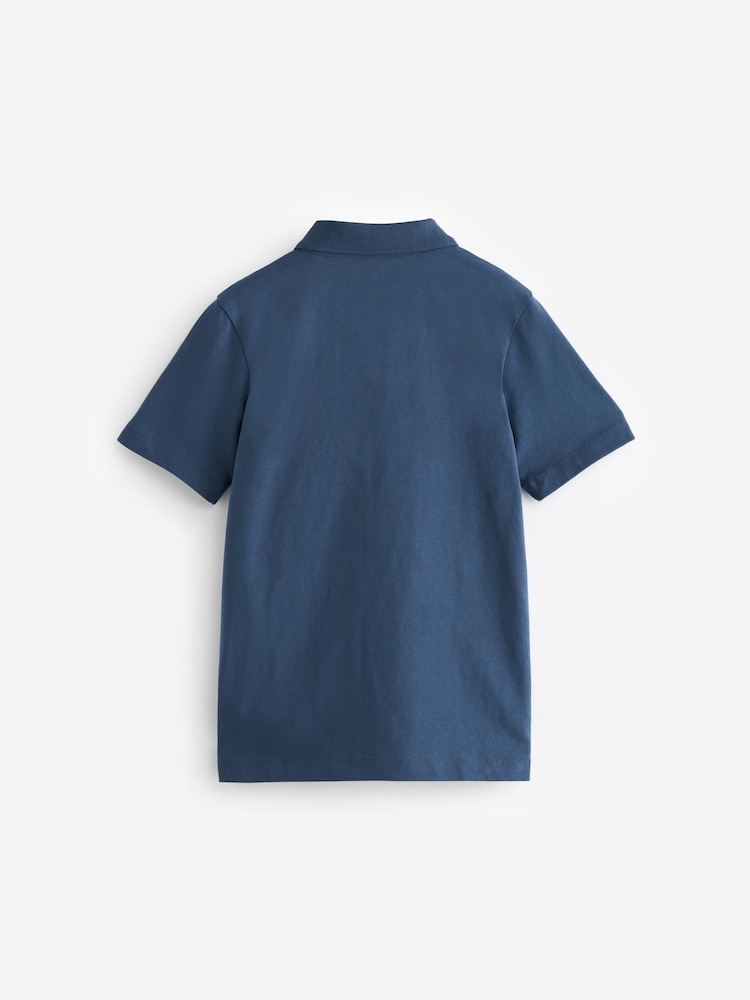 Blue Textured Short Sleeve Polo Shirt (3-16yrs) - Image 2 of 3