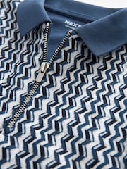 Blue Textured Short Sleeve Polo Shirt (3-16yrs) - Image 3 of 3