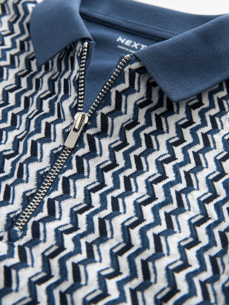 Blue Textured Short Sleeve Polo Shirt (3-16yrs) - Image 3 of 3