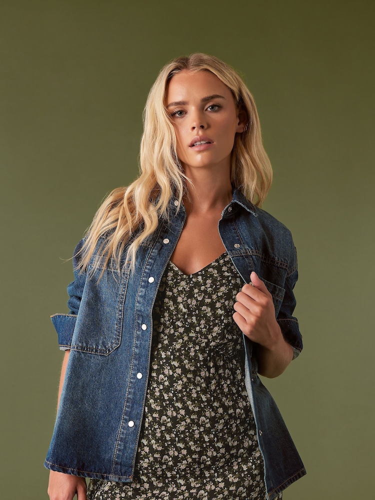 PixieGirl Petite Blue Denim Shacket - Image 1 of 5