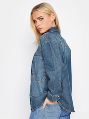 PixieGirl Petite Blue Denim Shacket - Image 3 of 5