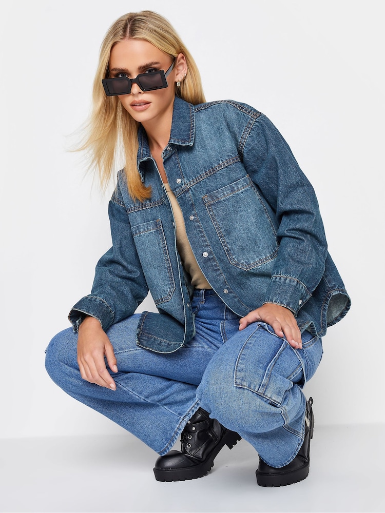 PixieGirl Petite Blue Denim Shacket - Image 5 of 5