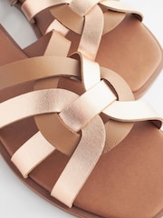 Tan Brown Standard/Wide Fit Forever Comfort® Leather Lattice Mules Sandals - Image 4 of 5
