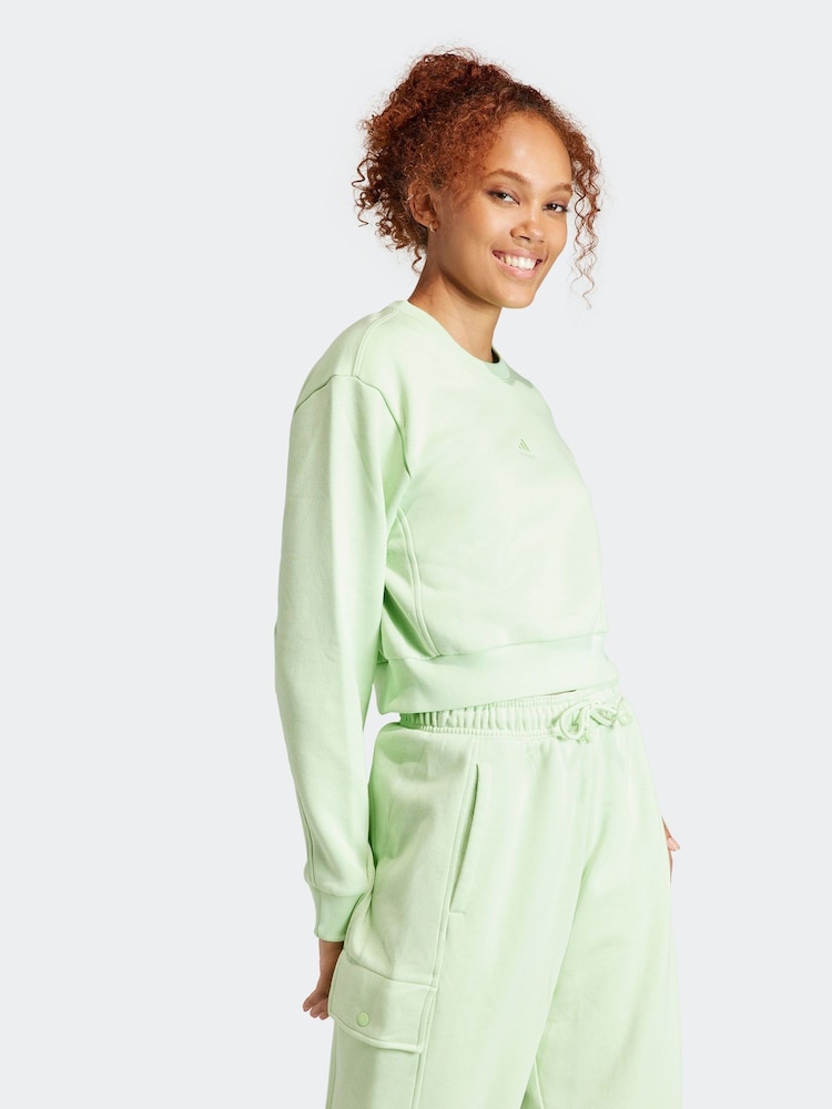 adidas Green Sportswear All Szn Fleece Crop Sweatshirt - Image 1 of 7