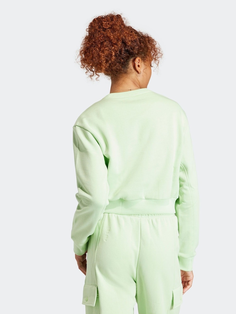 adidas Green Sportswear All Szn Fleece Crop Sweatshirt - Image 2 of 7
