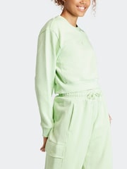 adidas Green Sportswear All Szn Fleece Crop Sweatshirt - Image 3 of 7