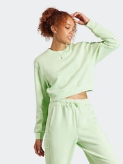 adidas Green Sportswear All Szn Fleece Crop Sweatshirt - Image 4 of 7