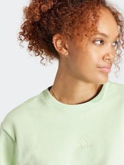 adidas Green Sportswear All Szn Fleece Crop Sweatshirt - Image 5 of 7