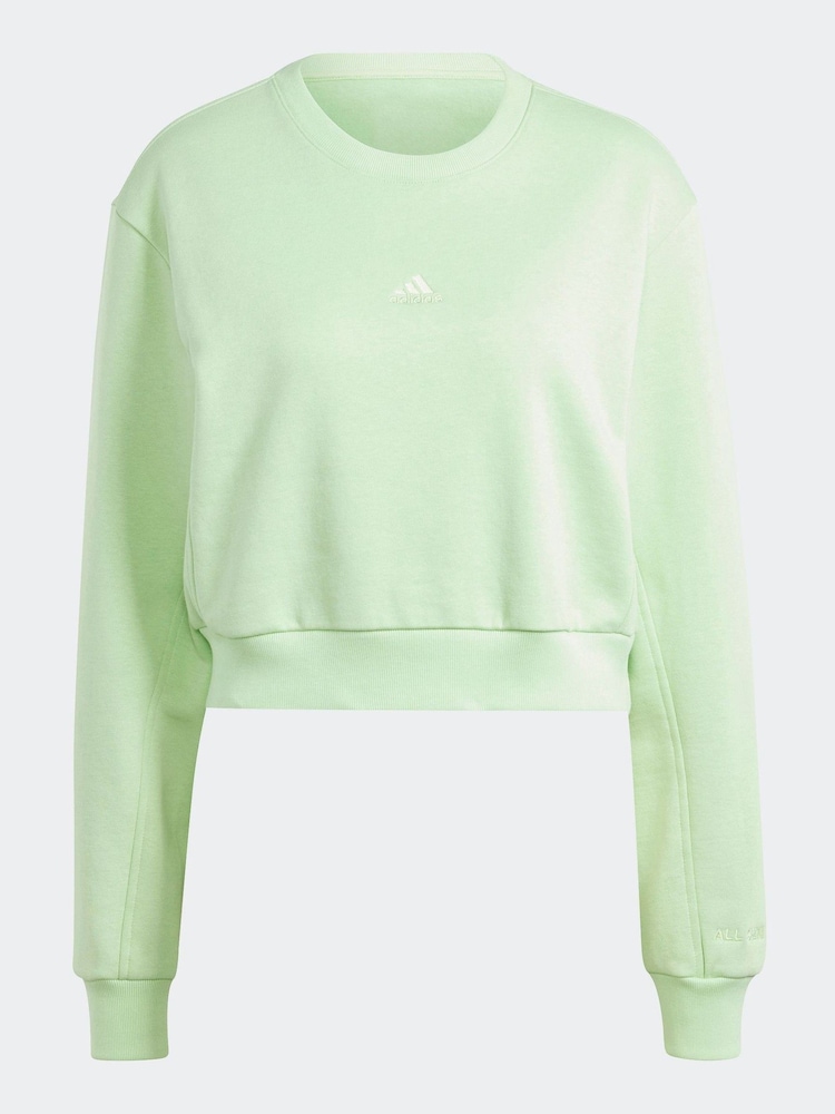 adidas Green Sportswear All Szn Fleece Crop Sweatshirt - Image 7 of 7