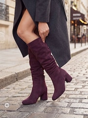 Linzi Red Inferno Wide Fit Ruched High Leg Boots - Image 1 of 5