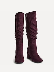 Linzi Red Inferno Wide Fit Ruched High Leg Boots - Image 3 of 5