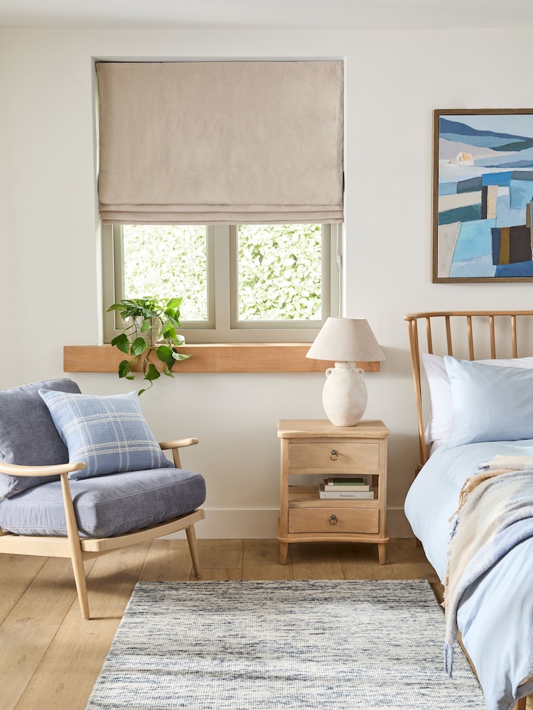 Natural Ready Made Roman Blind Blackout Linen Look - Image 1 of 8