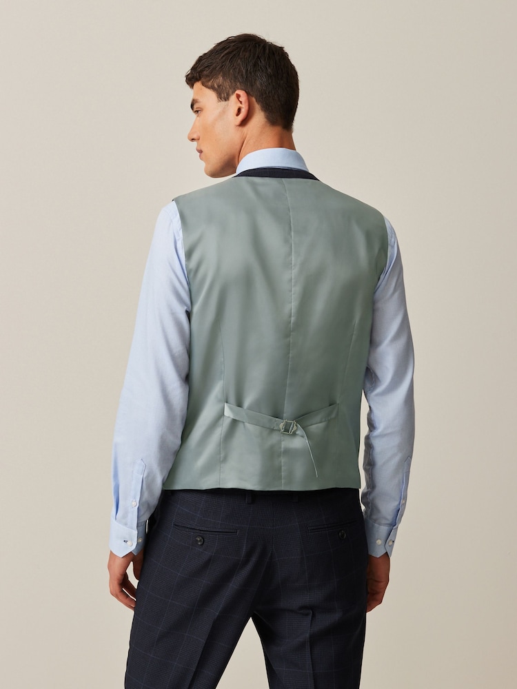 Donkerblauw - Geruit Prince of Wales kostuum: herenvest - Image 3 of 8
