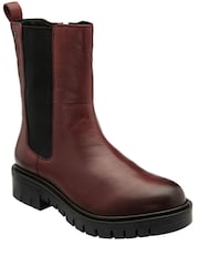 Lotus Red Leather Pull-On Ankle Boots - Image 1 of 4
