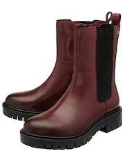 Lotus Red Leather Pull-On Ankle Boots - Image 2 of 4