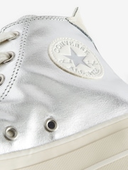 Converse Silver Chuck Taylor All Stars Lift Trainers - Image 10 of 11