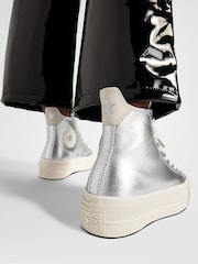 Converse Silver Chuck Taylor All Stars Lift Trainers - Image 3 of 11