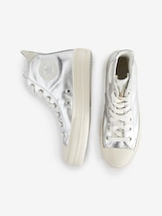 Converse Silver Chuck Taylor All Stars Lift Trainers - Image 7 of 11