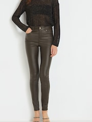 Khaki Green Coated Skinny Jeans - Image 2 of 6