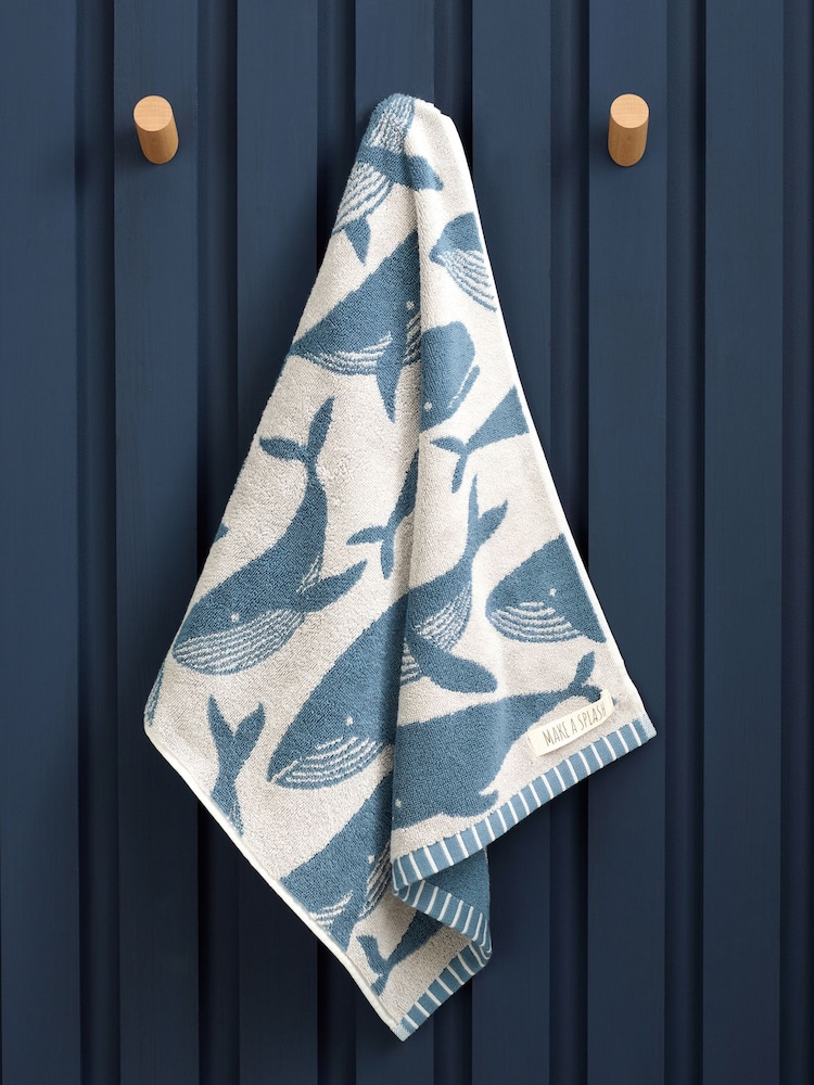 Blue Whale 100% Cotton Towel - Image 1 of 4
